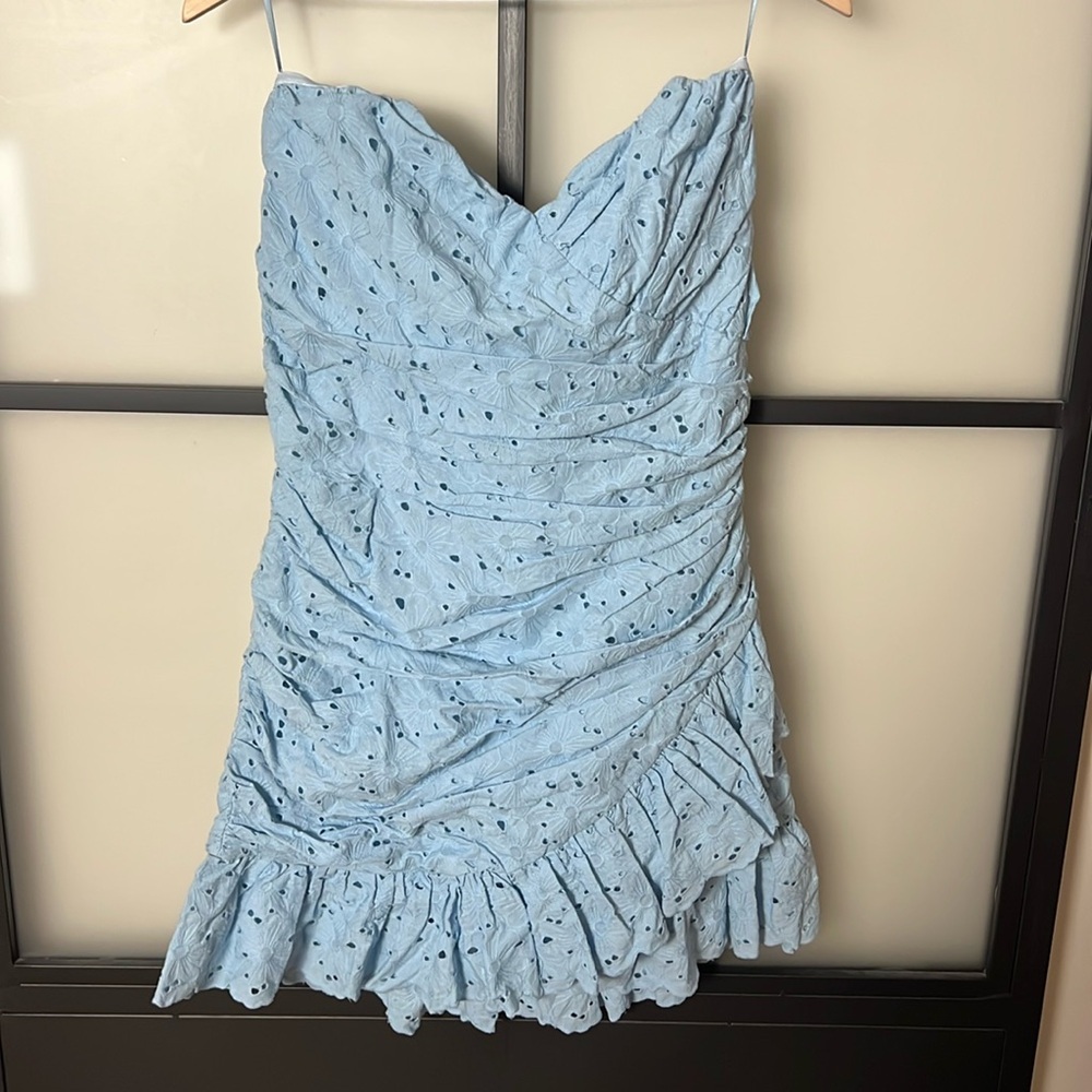 NWT Bardot Riva Mini Dress In Dusty Blue Size 12